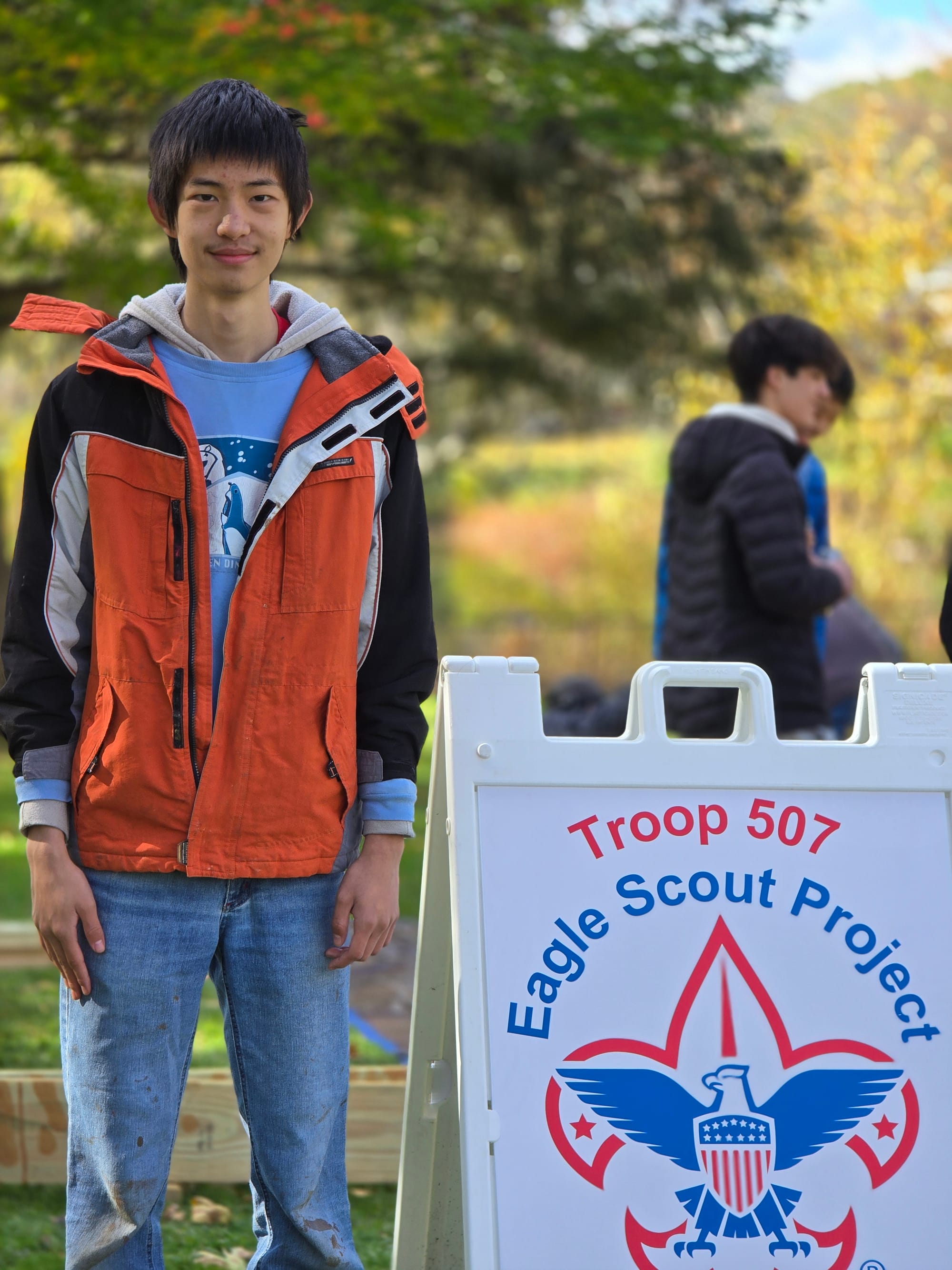 Winchester Scout Troop #507 builds picnic table at Elliot Park