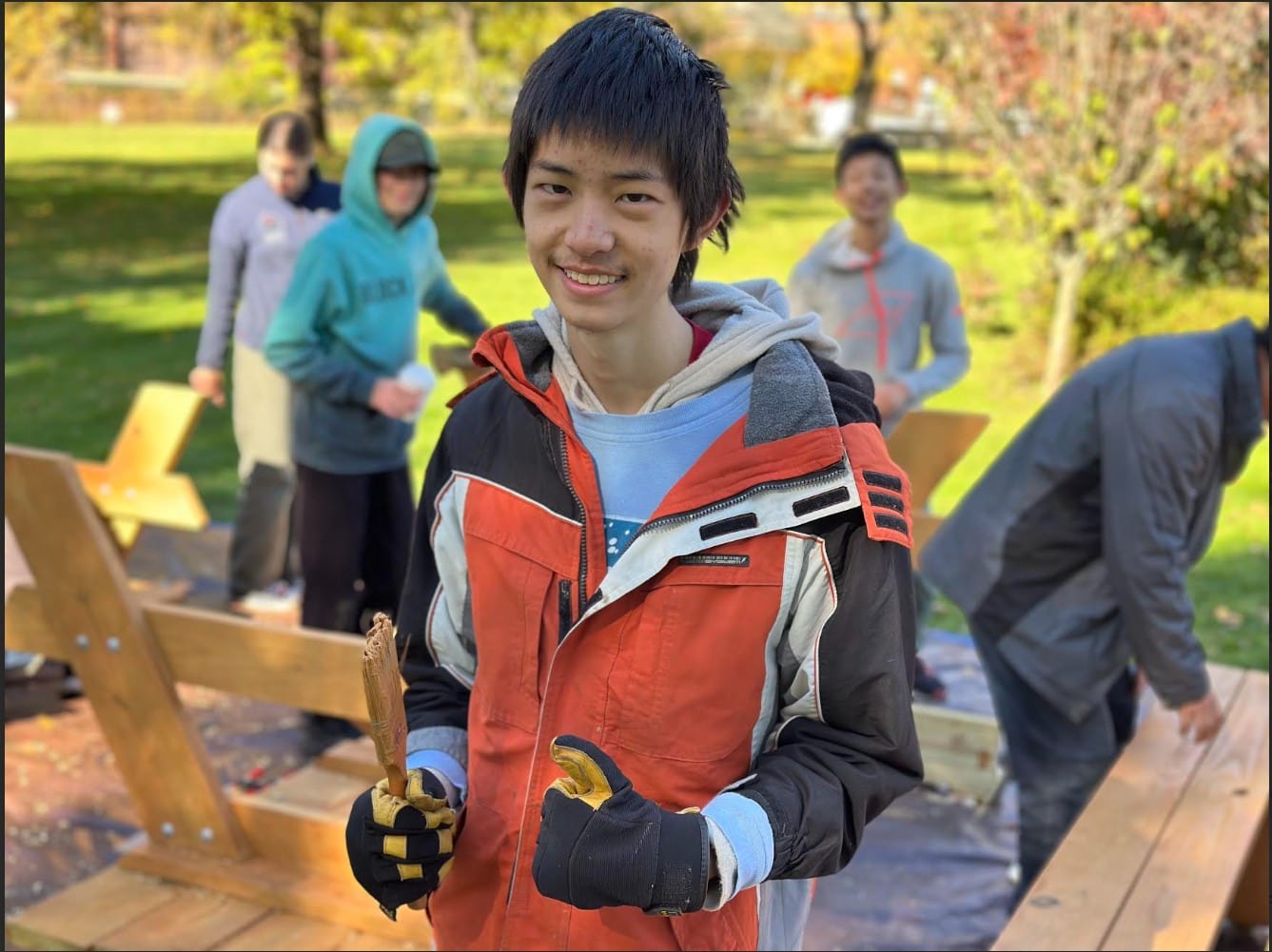 Winchester Scout Troop #507 builds picnic table at Elliot Park