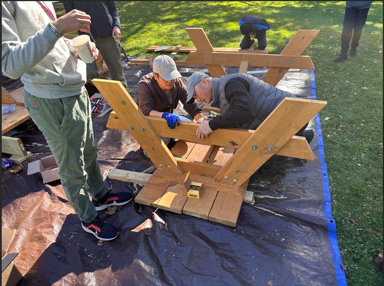 Winchester Scout Troop #507 builds picnic table at Elliot Park