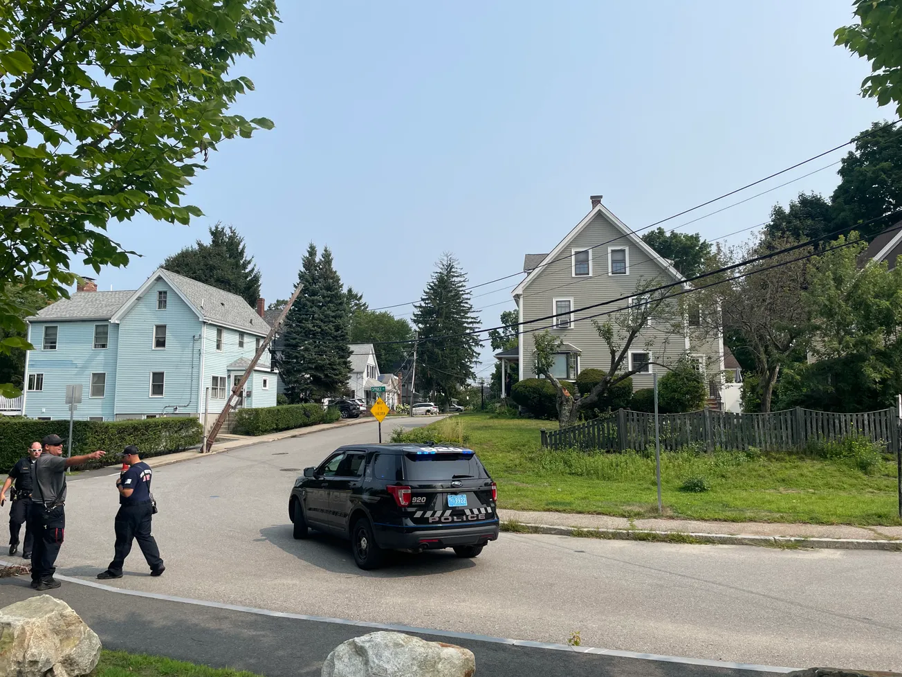 Federal Express truck takes down pole, tree on Spruce Street